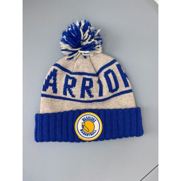 Mitchell and Ness Golden State Warriors knit beanie winter hat pom pom - Picture 1 of 5